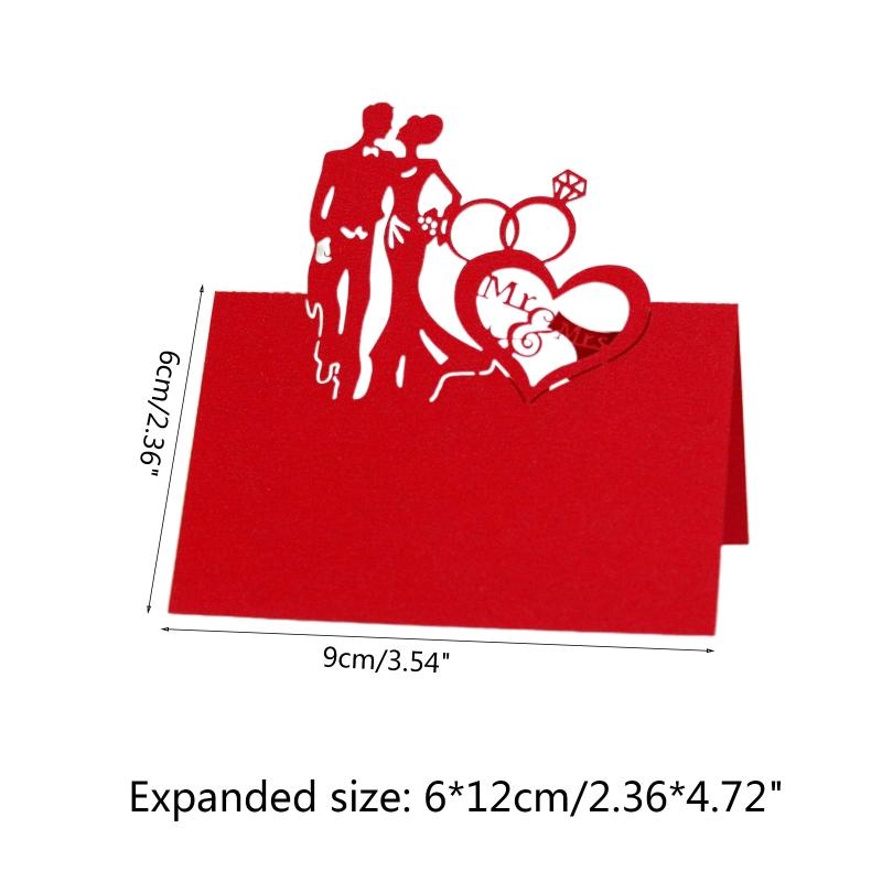 50 Pcs/set Cards MR MRS Style Wedding La-ser Cut Decor Table Cards Place Setting Name Card for Wedding Engagement Party