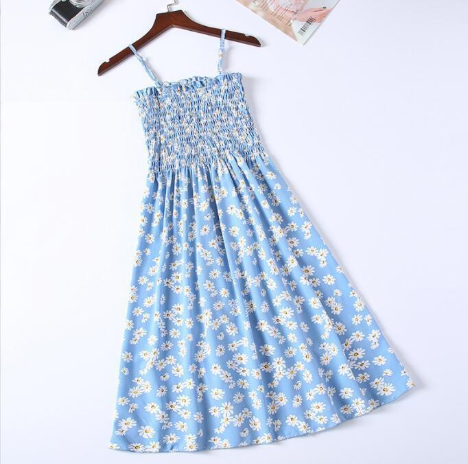 Dámský špagetový pásek s vysokým pasem, mini květinové šaty s potiskem letní plisované dámské šaty bez ramínek