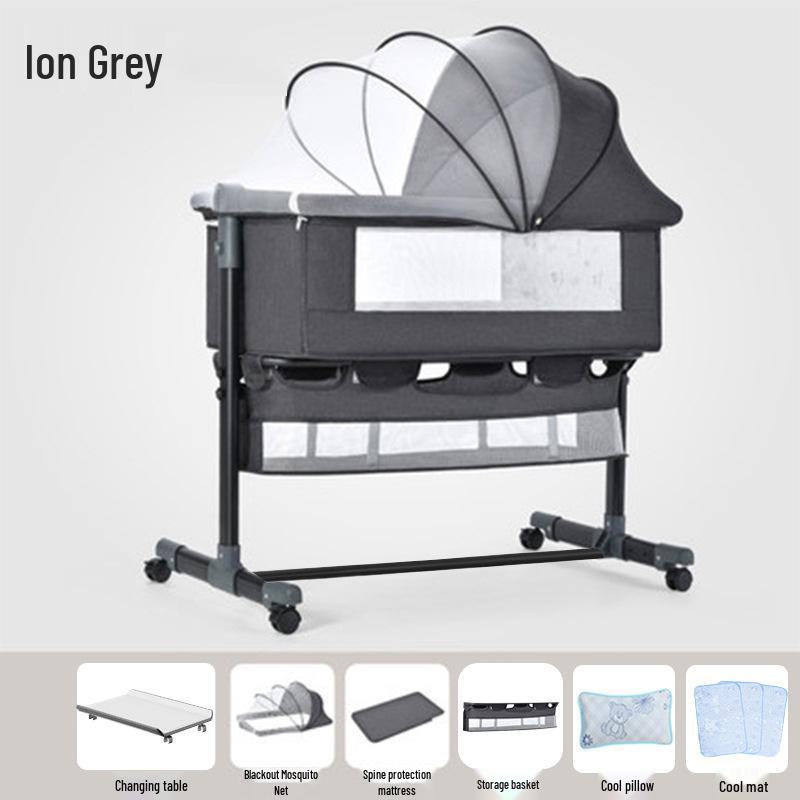Multifunctional Foldable Baby Cradle: Newborn Rocking Bed and Splicing Children's Bed