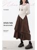 Pleated Corduroy A-Line Skirt