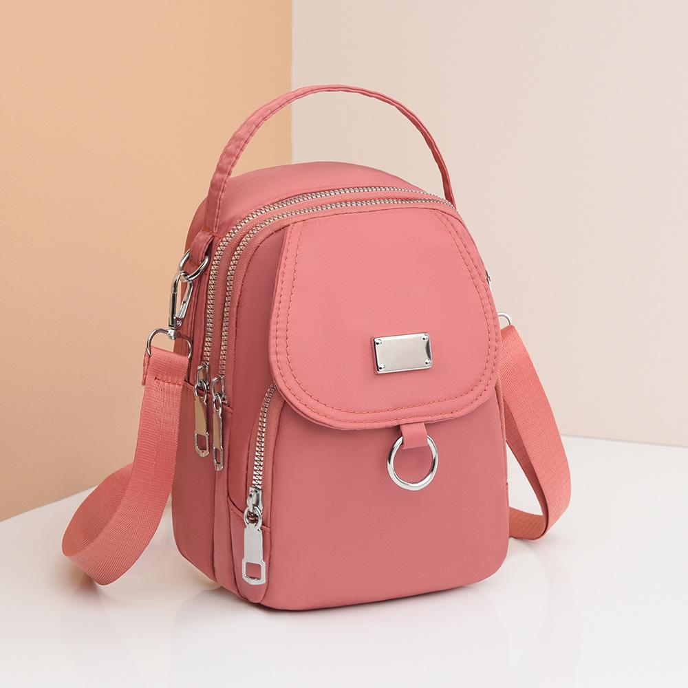 1PC Lady Casual Messenger Bag Solid Color Multi-function Purse Multi-layer Lightweight Oxford Handbag Suitable for Going Out