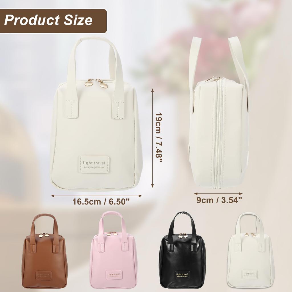 VOCOSTE Makeup Large Light Brown Pouch, Multifunctional, Capacity, Travel/Business Trip, Handheld, 19x9x16.5cm,