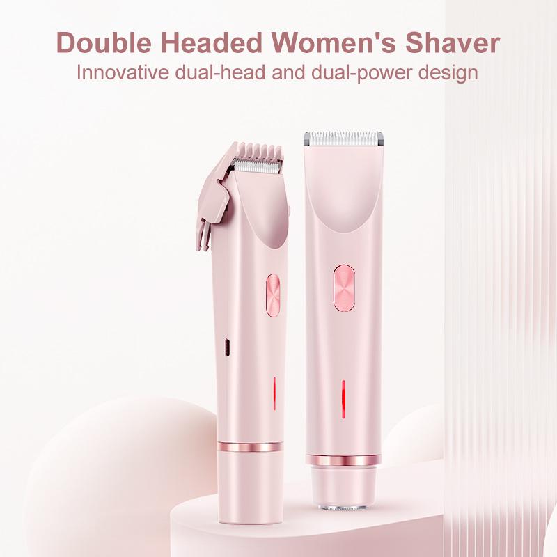 2 in 1 IPX7 Anti-Wasser-Folienrasierer für Frauen, rosa, elektrischer Rasierer für Frauen, Rasur, Haarentfernung, Achselhaarschneider für Damen, USB-C-Aufladung