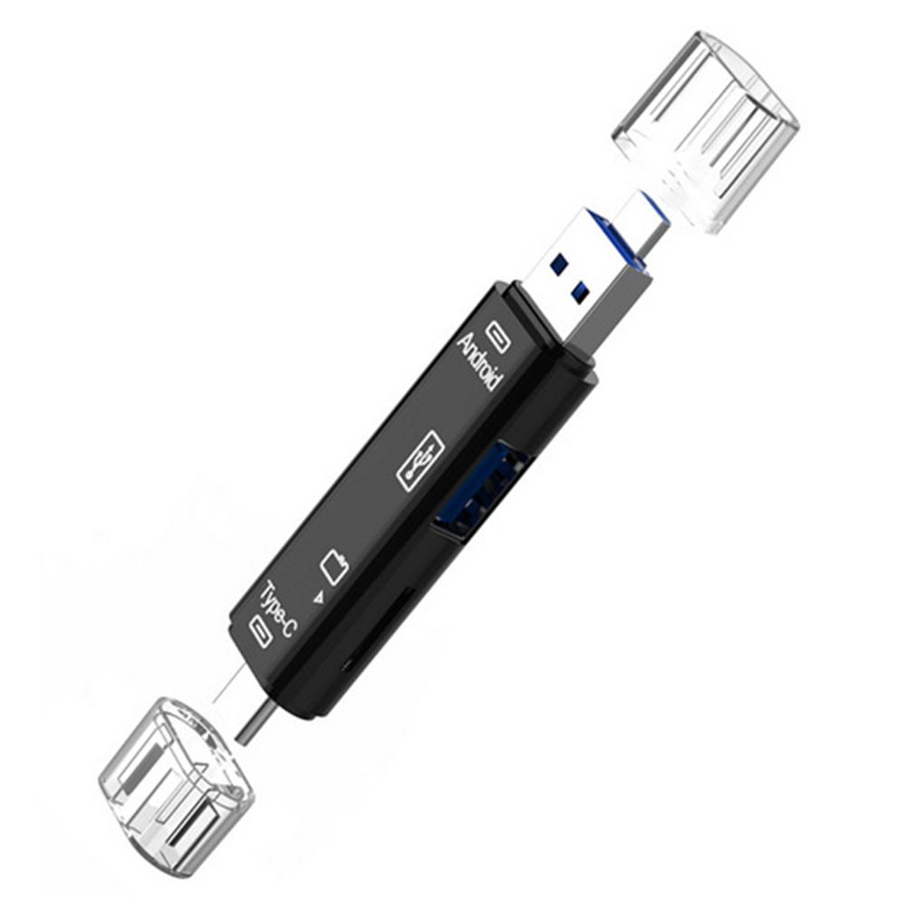 

Portable 5 in 1 Type-C Micro USB OTG TF Card Reader HUB Phone Laptop Adapter Compact Flash Adapter for Laptop Multi Card чёрный