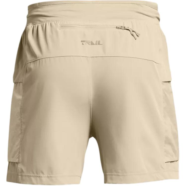 Under Armour Pantalones Cortos de Trail Running Logo Sólido Cintura Elástica Pantalones Cortos Casuales Pantalones Cortos para Hombre Caqui 1383236-289
