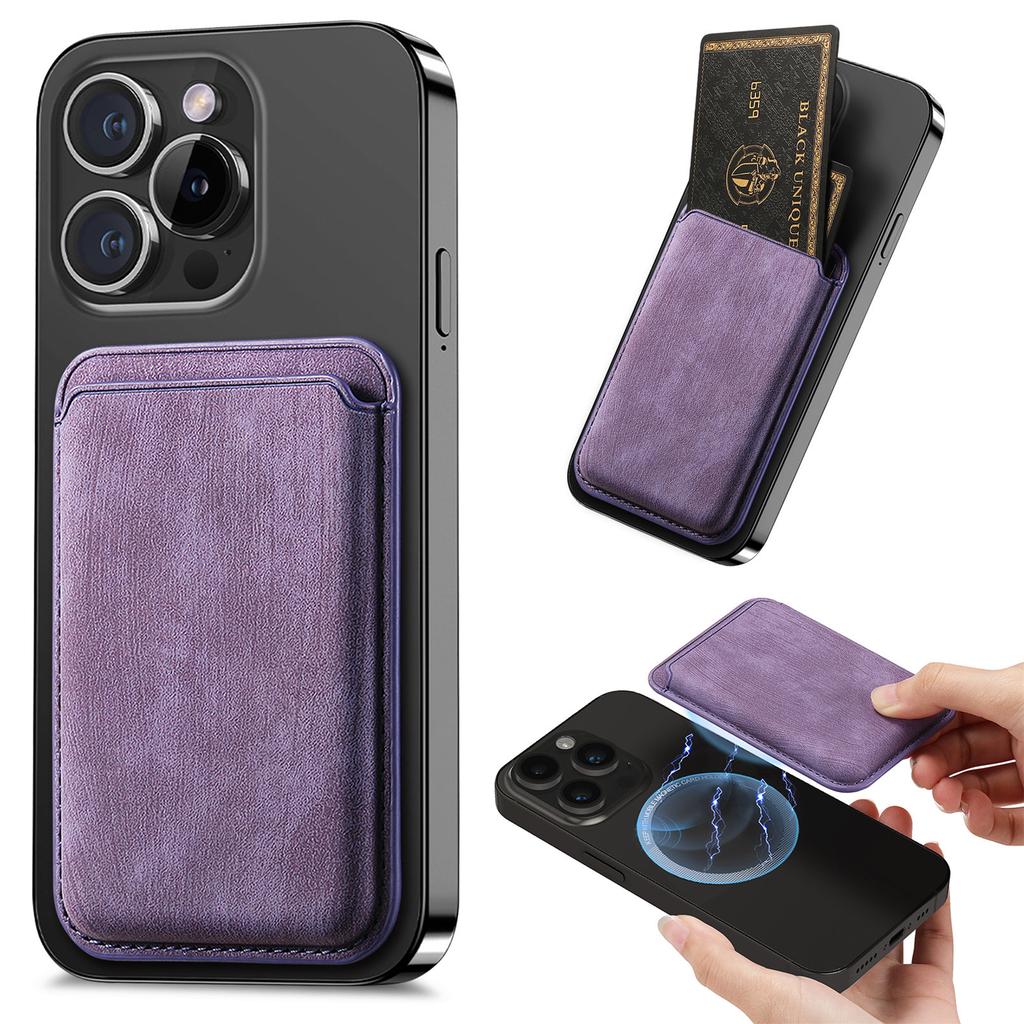 Vintage Matt Lær Magnetisk Kortholder for iPhone 12-17 Serien - MagSafe Slim Lommebok