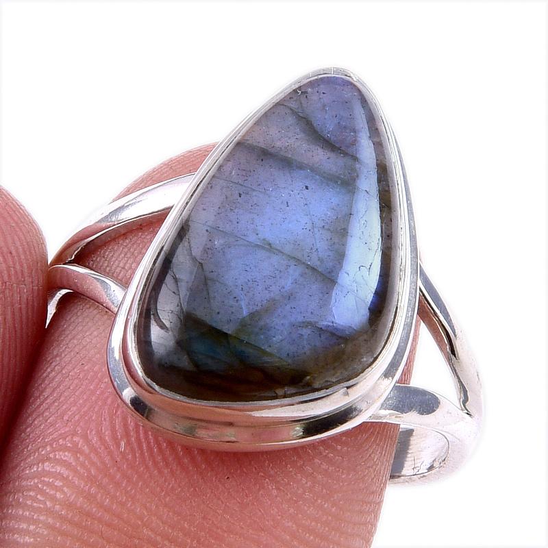 

Natural Labradorite Gemstone 925 Solid Sterling Silver Jewelry Ring Size 9 I5b34