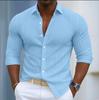 Men S Casual Solid Color Long Sleeve Button Down Collar Shirt