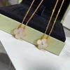 Women's Four-leaf Clover Necklace Single Flower White Mother-of-pearl Red Agate Pendant Clavicle Chain