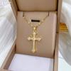 Cross Zircon Light Luxury Temperament Gorgeous Full Diamond Necklace Female Versatile Collarbone Chain Titanium Steel Chain
