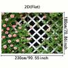 2D Romantic Rose Lattice Backdrop, Green Leaf Floral Fence Decor for Wedding Bridal Shower