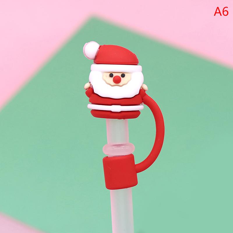 Christmas New Year Theme Cute Straw Dust Cap Dust Plug Detachable Doll Cute Straw Dust Cover Glass Stainless Steel Straw Cover