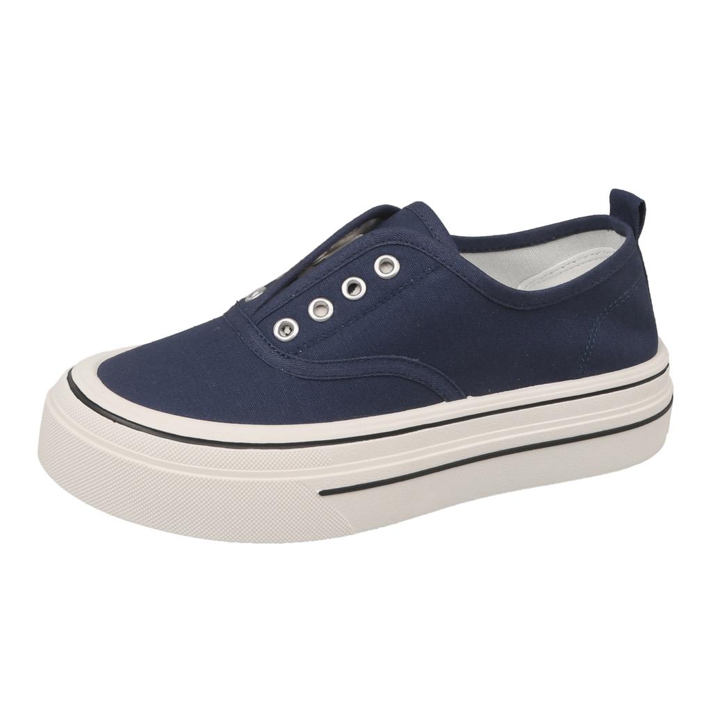 Women's Canvas Shoes Spring Autumn No-Tie Breathable Personality Match All-Match Board Shoes Comfortable Rubber Bottom
