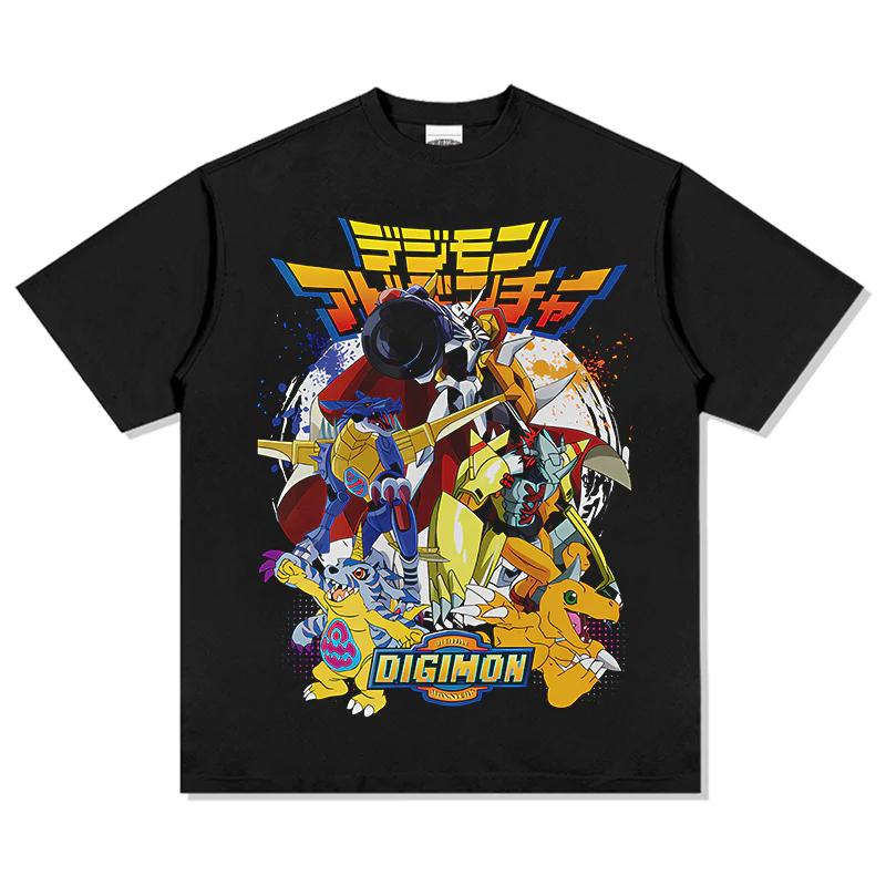 

Digimon Japanese Anime Pure Cotton Y2K Tshirt Summer Unisex and Women Anime Enthusiasts Casual Sports Fashion Streetwear Shirt S
