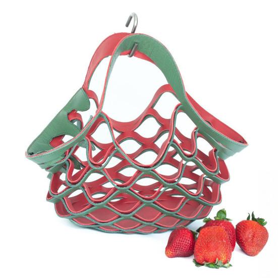Folding Tote Bag Faux Leather Hollow Handbag Casual 2-in-1 Fruit Basket Seat Cushion for Picnics Camping Grocery Shopping