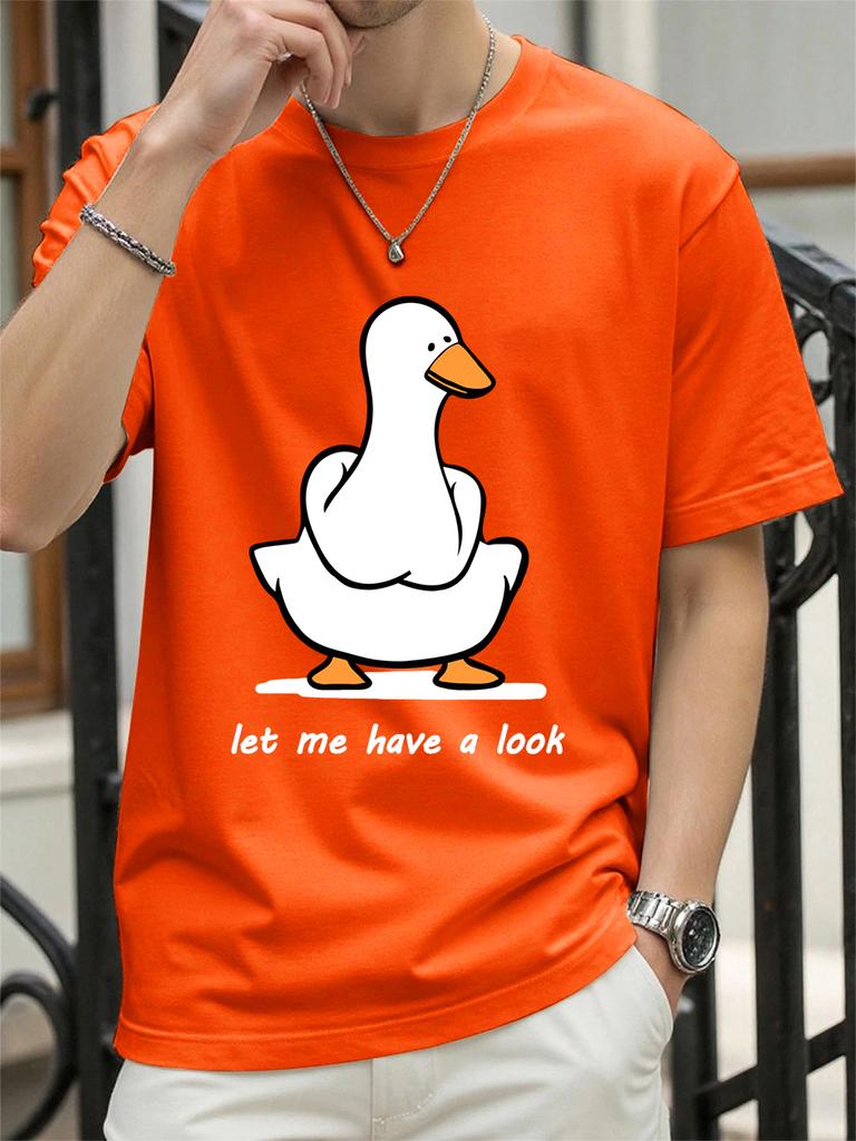 Let Me Have A Look Goose Printed TShirts Womens Cotton Summer Tops Soft Loose ONeck Short Sleeve T Shirts Casual Woman Clothes
