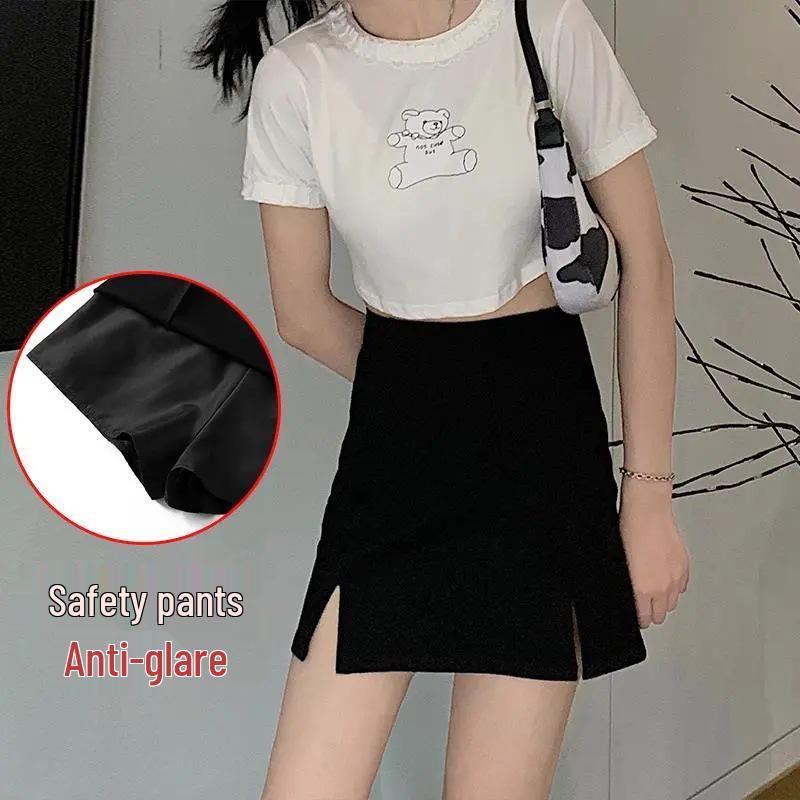 

Женская черная миди-юбка с разрезом и высокой посадкой – Летняя мода 2024 года, А-силуэт, облегающая, доступен большой размер 4XL