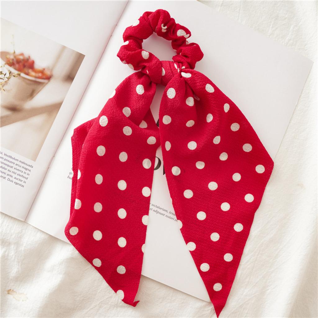 Floral Fabric Scrunchie Hair Tie with Long Ribbon Bow Lightweight Elastic Hair Accessory for Women and Girls Suitable for Various Hairstyles