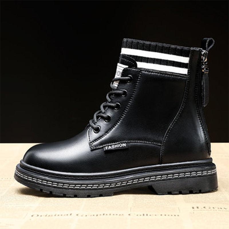 

Real soft leather double zipper Martin boots 2024 new autumn and winter plush versatile wool mouth short boots snow cotton shoes 35