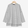 ZANZEA Women Irregular Hem Casual Round Neck Stripe Long Sleeve Blouse