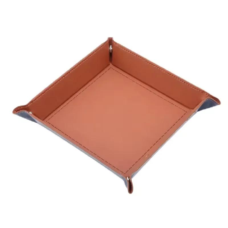 Rolling Folding Hexagon Dice Game Storage Tray Holder Double Sided Thick PU Leather&Velvet Dice Mat Office Supplies