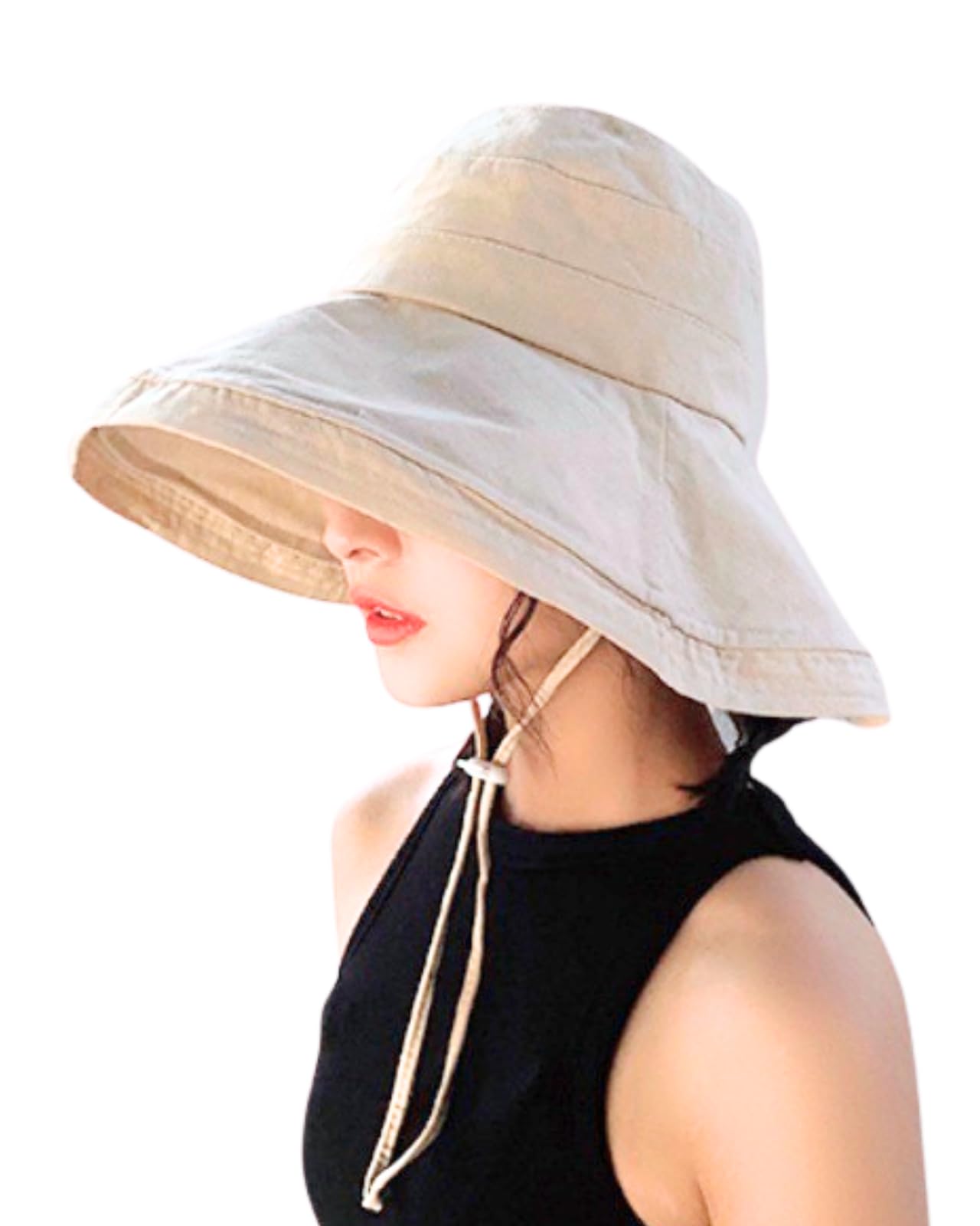 

UV UV Protection Hat for Wide Chin Sun Protection Free [UNIVERSTOCK] Hat, Women, Summer/Spring, Brim, Strap, Foldable, (JP, Alphabet, Size, Beige) бежевый