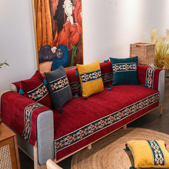 

Китайская классическая вышивка синель, чехол для дивана, 4/3/2/1 местный чехол для гостиной, кресло, чехол для дивана, подлокотник, полотенце, красное 70x120cm 1pc красный