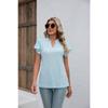 Sommer Damen T-Shirt V-Ausschnitt Rüschen Fly Ärmel lose Kurzarm Top