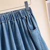 DIMANAF 2026 Summer New Plus Size Women Jeans Wide Leg Long Pants Denim Pants Cotton Casual Trousers Blue Waist Elastic