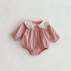 Autumn 2025 Peter Pan Collar Long Sleeve Baby Romper with Rabbit Ears for Girls