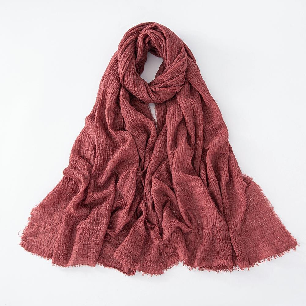 New Cotton Linen Gauze Scarf For Women Girls Spring Autumn Solid Scarves Soft Pashmina Foulard Simple Retro Beard Wrap Shawls