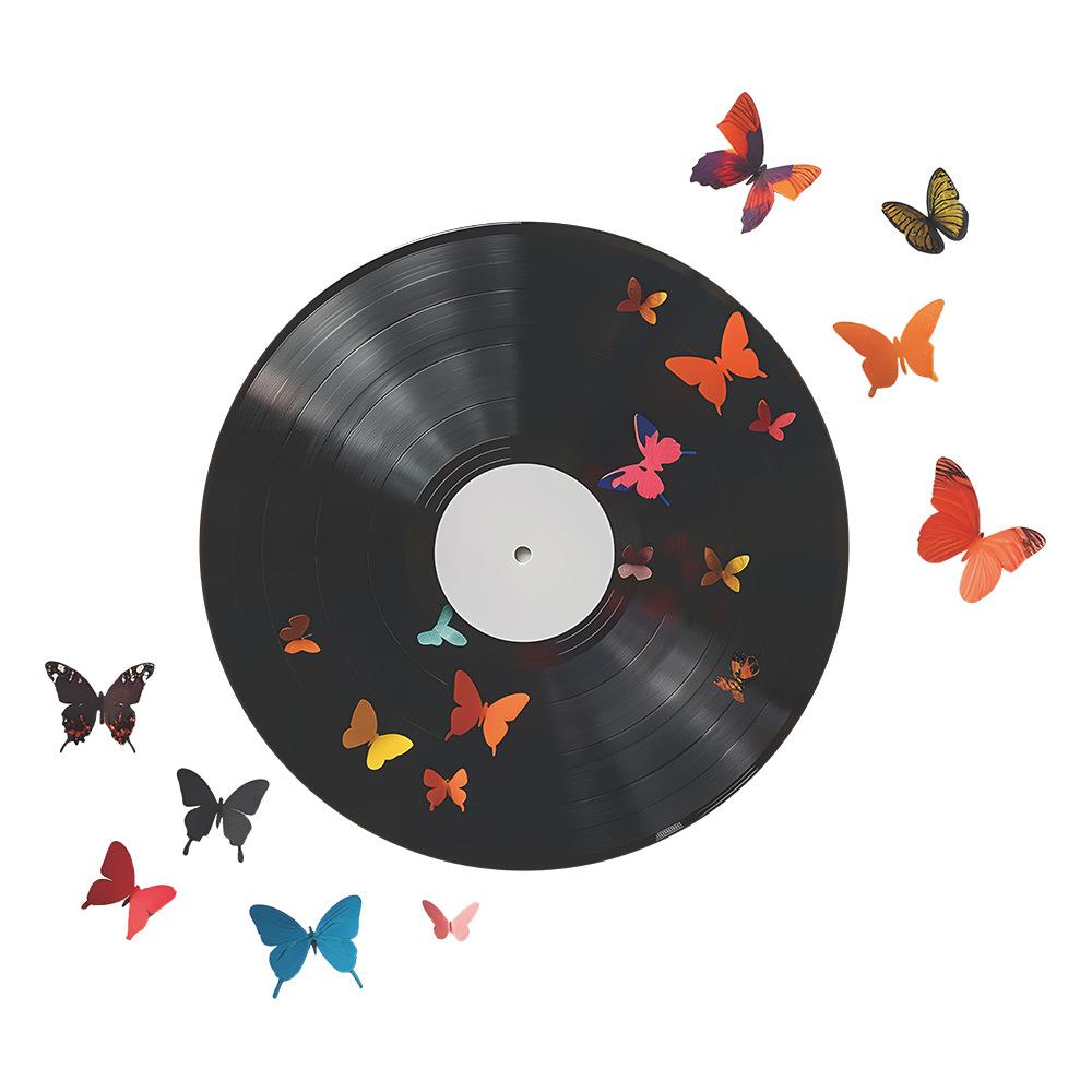 Simulation Musik Rekord Blume Schmetterling Schlafzimmer Veranda Wand Verschönerung Wand Aufkleber