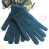 Elastic Wrist Cuff Thermal Gear Winter Gloves for Men Women, Thickened Velvet Lined Mittens, Knit Five Finger Stretchy Acrylic with Lining Rib