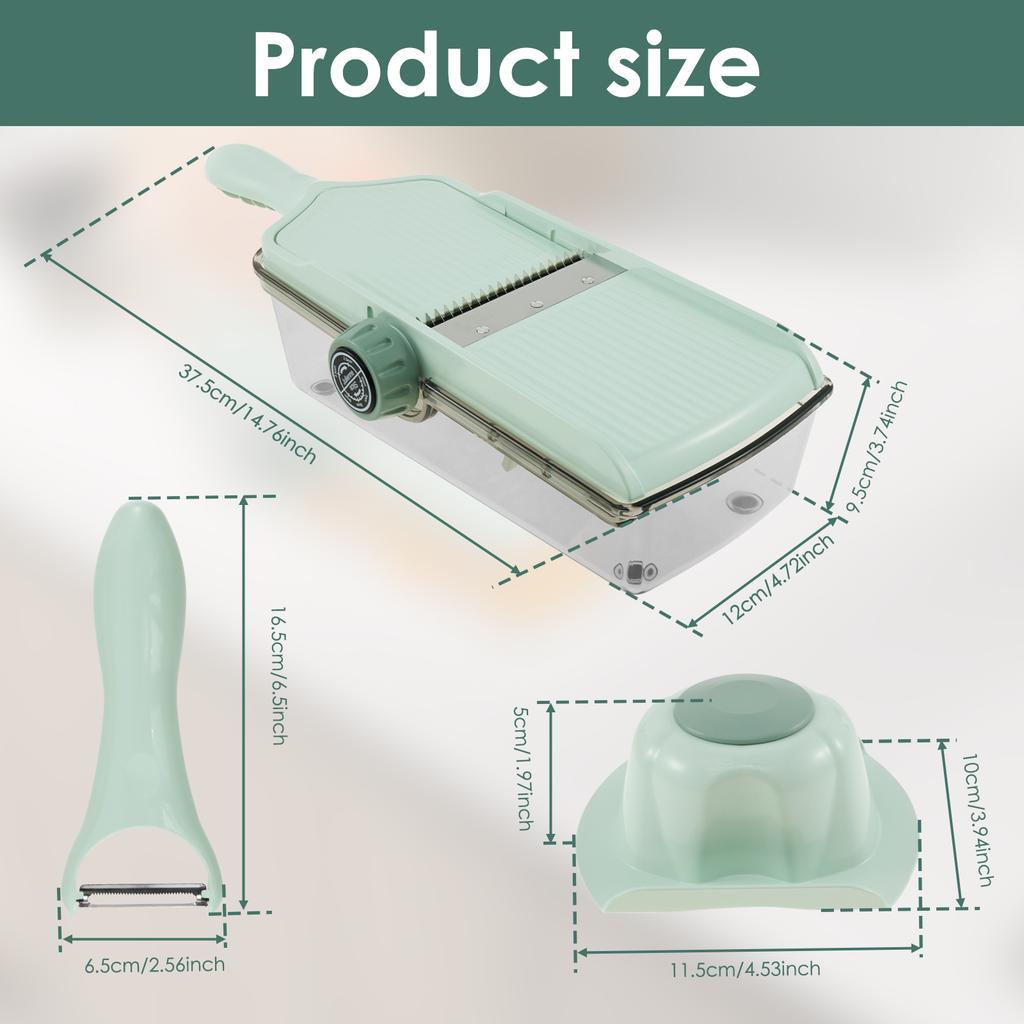 Mandoline Slicer Adjustable Vegetable Slicer Shredder with Container and Peeler Multifunction Veggie Fruit Cutter Kitchen Gadget