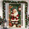1 Stück Frohe Weihnachten Baum Türabdeckung Banner Polyester Schneemann Weißes Weihnachtsmuster für Heiligabend Neujahr Feiertagsparty Haustür Heim Wanddeko