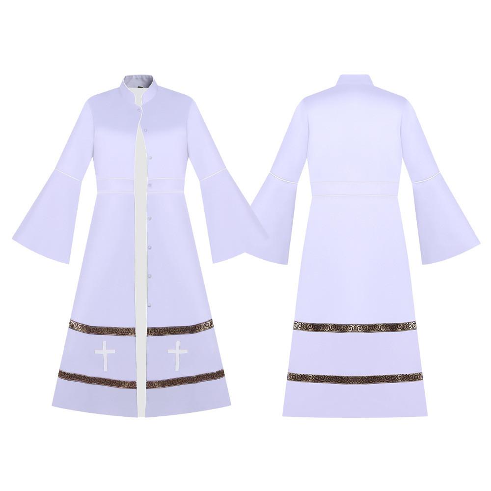 Robe Sacerdotale Medievale per Donne in Tessuto di Poliestere per Cosplay e Giochi di Ruolo Fantasy