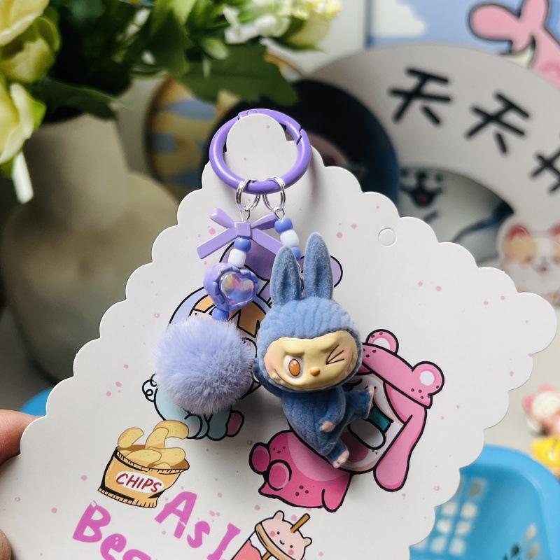 Flocking Mini Yoga Keychain Doll Bag Pendant Cute Schoolbag Gift Hanging Keychain