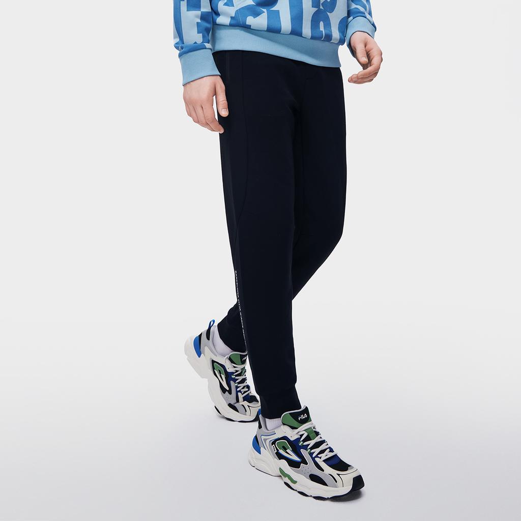 FILA Letter Logo Print Elastic Cuff Casual Pants Men bottoms Black F11M319603F-BK