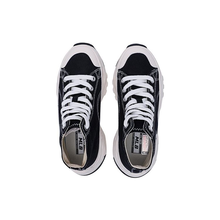 MLB Chunky High New York Yankees Comfortable Thick Sole Non-Slip Wear-Resistant High-Top Canvas Shoes Unisex Sneakers Black 32SHU1111-50L