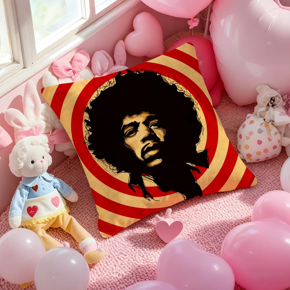 SingerJ-Jimi H-Hendrix Pillow Case Soft Plush Fabric Double-Sided Printed Cushion Cover Warm Winter Sofa Pillow Case 30cmx30cm