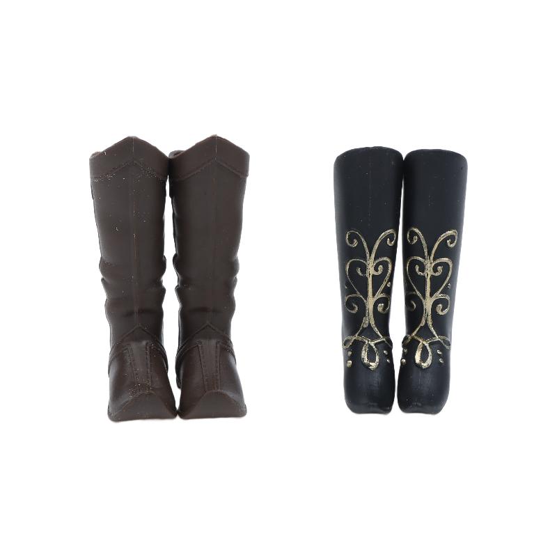 Doll Shoes Medieval Knight Boots Dolls Retro Style Miniature Boots With Gold Embroidery For Dolls Dress Up Accessories