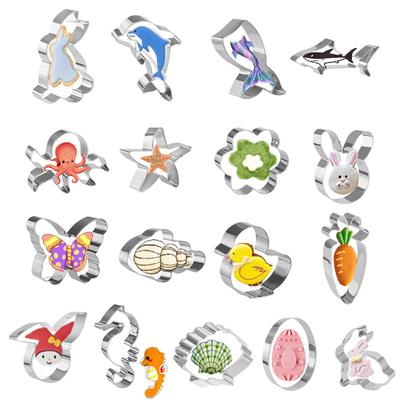 17 Stainless Steel Cookie Cutting Mold Easter Ocean Cartoon Series Mold Fondant Cookie Mold