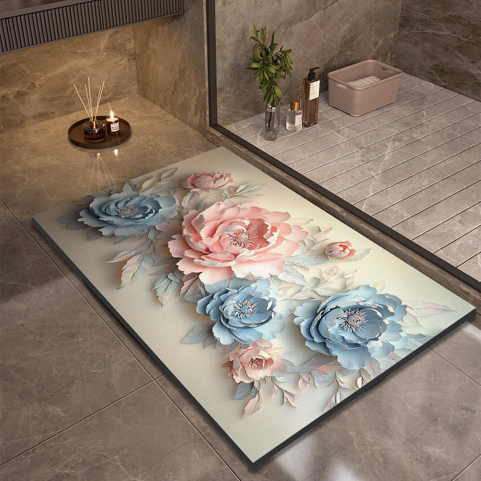 

Роскошный коврик для ванной комнаты, впитывающий, нескользящий, коврик для ног в душе, быстросохнущий, коврик для туалета, коврик для двери, моющийся 40cmx60cm