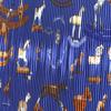 Excellent HERMES scarf Blue Rocking Horse Pleated curry Multi silk Women Used