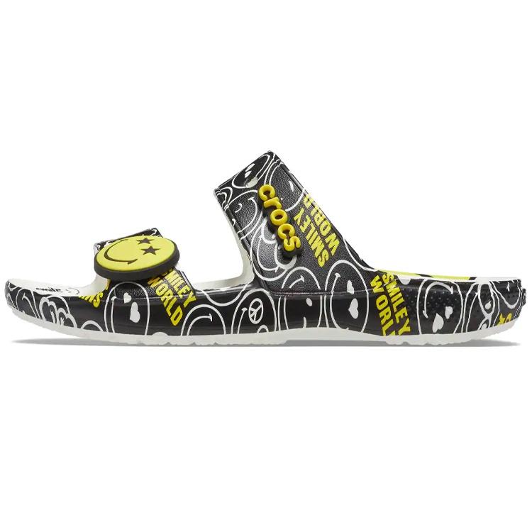 Crocs SmileyWorld x Classic Sandal  Black White  Men s 207207-94S EU 36-37