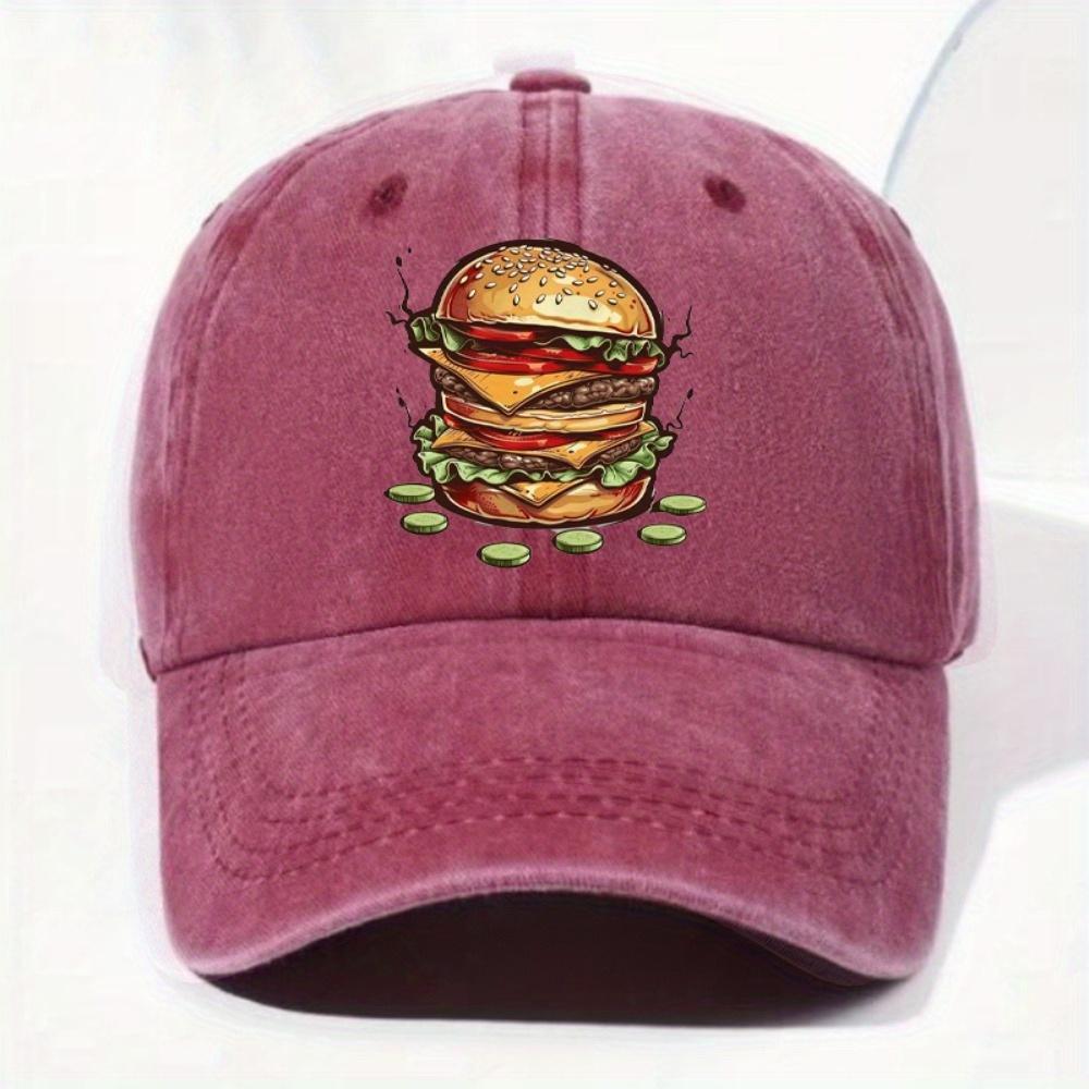 Men's Hamburger Printed Baseball Hat Outdoor Sports Beach and Casual Wear Father's Day Gift