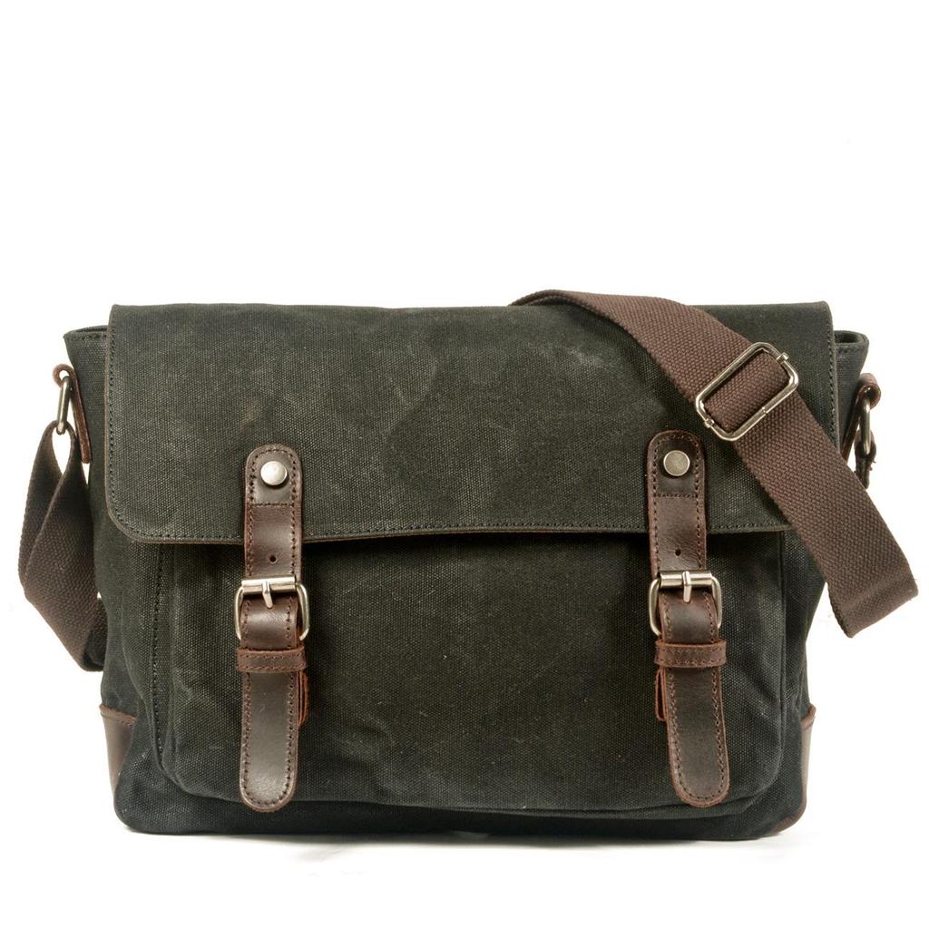 Mukawa Men's Water-Repellent Canvas Crossbody Messenger Bag - Retro Sports Shoulder Bag