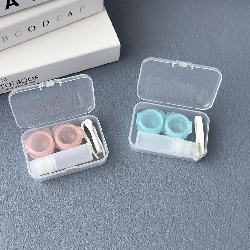 Candy Color Contact Lens Case Portable Transparent Travel Lens Container with Tweezers