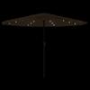 Vidaxl Parasol Ogrodowy Z Led, Stalowy Słupek, Brązowy, 324X324X247 Cm