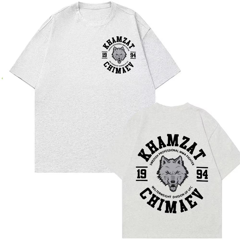 2026 Khamzat Chimaev Fighter Print Graphic Tee Shirt Casual pure Cotton Short Sleeve Tshirt Men Fashion Vintage T Shirt